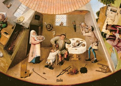 Völlerei, Detail aus dem Tisch der sieben Todsünden und der vier letzten Dinge, ca. 1480 von Hieronymus Bosch